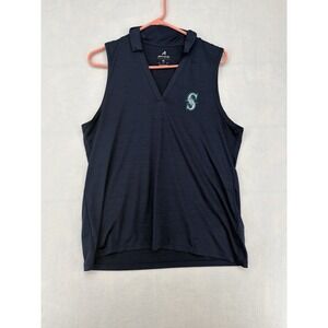 Antigua Seattle Mariners Layout Sleeveless Polo Heather Navy